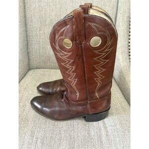 Acme Vintage Brown Leather Western Cowboy Boots 12 D